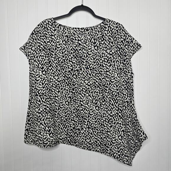 bryn WALKER Black White Linen Ivy Top Size XS Lagenlook Oversized Asymmetrical - Picture 7 of 7